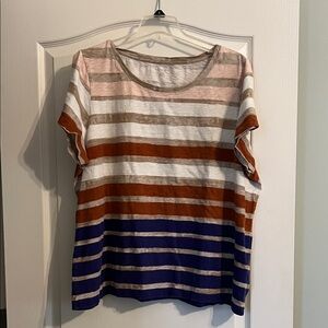 Lands' End Multicolor Striped Short Sleeve Top